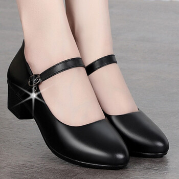 ymbyjyh鞋靴妈妈鞋单鞋软皮软底舒适中跟中年女鞋四季款中老年人皮鞋