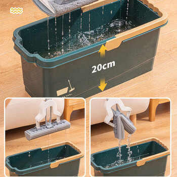 侑家良品平板拖把桶12L长方形拖把拖地水桶手提式免手洗胶棉拖把涮墩布桶