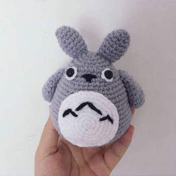 钩针diy材料包毛线编织手工玩偶娃娃情侣兔子自制针织5股牛奶棉线灰色