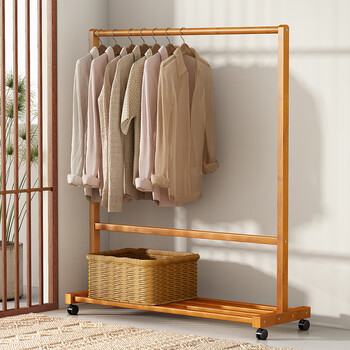 可狄晾衣架落地简易楠竹衣架挂衣服晾衣杆卧室晒衣架组装加粗加厚带