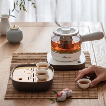 小熊（Bear）煮茶器 ZCQ-A05S1 咖色 500ml 茶盘 茶杯 接水盘 养生壶煮茶壶花茶壶烧水壶 600W 10105A05S1001