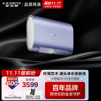 史密斯（A.O.SMITH）佳尼特80升电热水器 纤薄双胆扁桶 速热 智能远程操控 专利免清洗 净水亲肤 CTE-80HT2 京东小家
