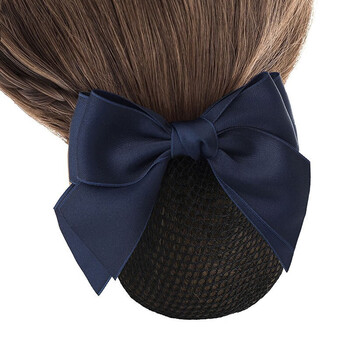 米太银行办公专用头花网兜职业发夹发网医院空姐酒店银行工作盘发时尚头花发饰 蓝结细网 均码 10个装