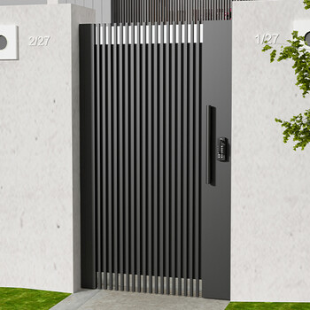 铁艺庭院门别墅大门铝艺花园百叶门户外栅栏门不锈钢单双开门定制 主