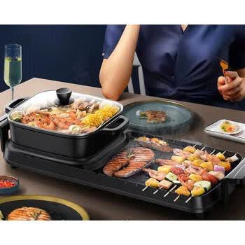 火锅 弭黎 大号煎烤涮一体锅【火锅可独立使用】【方锅】【图片 价格