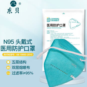 东贝医疗(dongbei)n95口罩医用防护口罩头戴式无菌折叠型独立包装