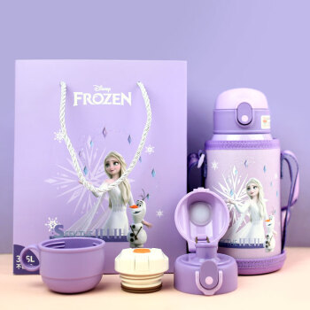 迪士尼316儿童保温杯礼盒装三盖多用途儿童喝水杯子600ML公主带杯套