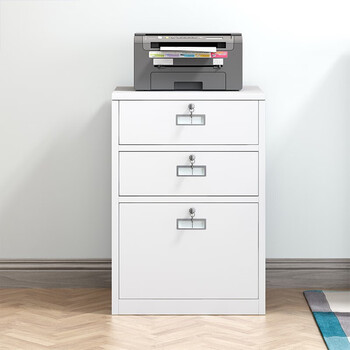 中伟（ZHONGWEI）文件柜钢制铁皮柜办公柜活动柜资料档案柜桌下柜三斗柜白色