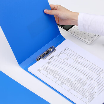 齐心（COMIX）A4可挂墙竖式文件夹 悬挂式文件夹板 金属吊挂夹单强力夹板夹 考勤签到日记录夹 办公 蓝EA3005