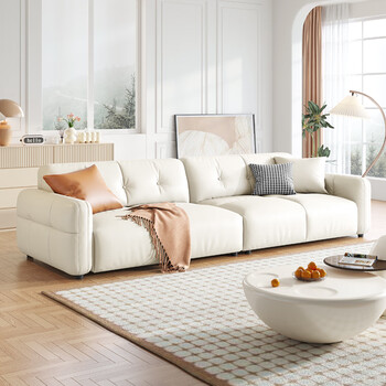 拉芙菲(lff)意式极简真皮沙发客厅轻奢大小户型直排皮艺沙发8381定金