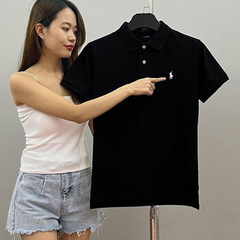 lauren)海购保罗刺绣小马标男装大码polo衫短袖 黑色配白马 s 100-125