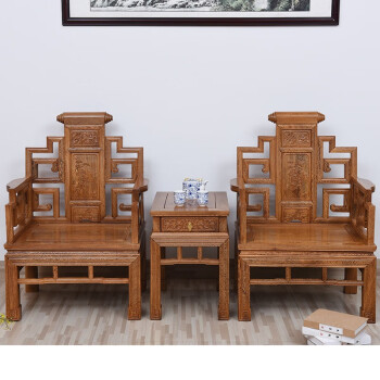 匠人塘红木家具非洲鸡翅木（学名：非洲崖豆木）实木沙发客厅仿古沙发椅组合 三件套