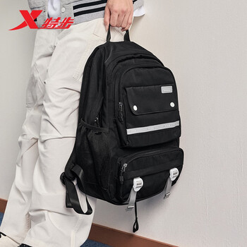 特步情侣学生户外运动时尚百搭大容量双肩包 黑 均码 特步情侣学生户外运动时尚百搭大容量双肩包 黑 均码