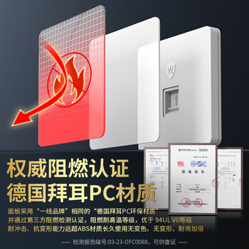万级六类网络网线插座免打模块面板套装 千兆86型单口阻燃工程信息面板 6类网络家装电脑水晶头母座 白