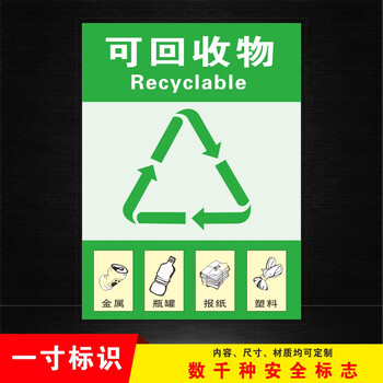 垃圾分类标语标识贴纸垃圾桶可回收不可回收厨余垃圾标志牌标识牌l051