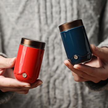 茶艺贵族随行四色小茶叶罐礼盒装家用旅行迷你密封罐合金罐口便携中式茶礼