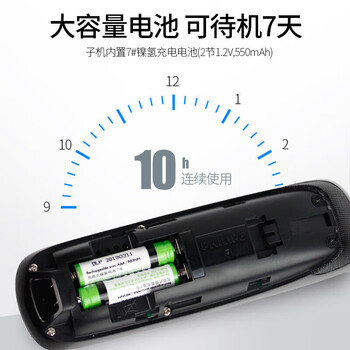 飞利浦（PHILIPS）自动录音电话机 子母机 无线座机办公家用中文菜单可录音2000小时 DCTG492+  32G录音卡黑色
