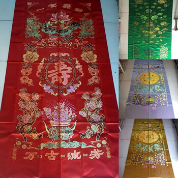 盖单寿被被子寿褥子男女寿衣全套铺金盖银大尺寸死人衣服殡葬用品 银