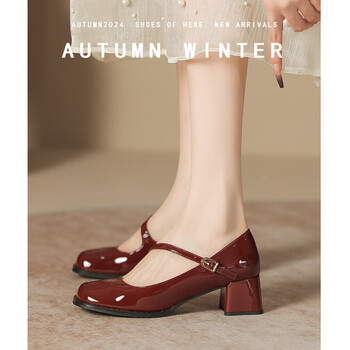 tataglare她他tata英伦风浅口学生院风玛丽珍女鞋春夏季新款粗跟凉鞋