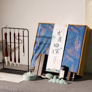 張小鳳文房四宝套装高档毛笔套装笔墨纸砚套装砚台镇尺印章书法礼物书法套装新年礼盒