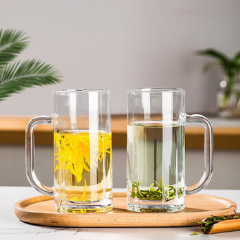 青苹果带把水杯茶杯 扎啤杯啤酒杯 无铅玻璃杯可乐杯饮料杯4只装320ml 青苹果带把水杯茶杯 扎啤杯啤酒杯 无铅玻璃杯可乐杯饮料杯4只装320ml