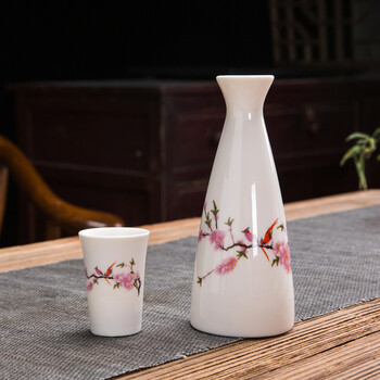 古代酒杯酒盏小酒盅日式陶瓷二两酒具套装仿古酒壶中式小酒盅家用白