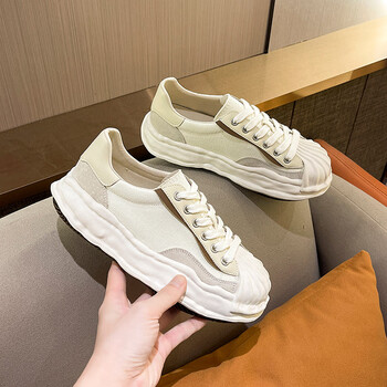 斯凯奇帆布鞋女夏款2022年新款女鞋子百搭软底舒适透气溶解小白休棕色