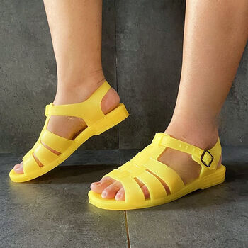 复古8090凉鞋后老款橡胶老式复定制 junma1 黄色胶凉鞋32(偏小一码)