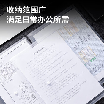 得力（deli）10只A4透明文件袋 斜纹印花按扣档案袋资料袋票据文件保护 学生试卷收纳袋 学习用品 8308AS-10
