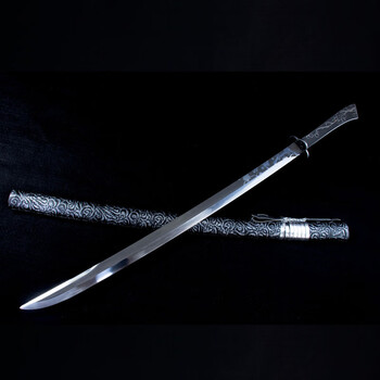 社细龙泉刀剑手工锻打一体现代清刀防身长刀冷兵器收藏工艺未开刃络梅