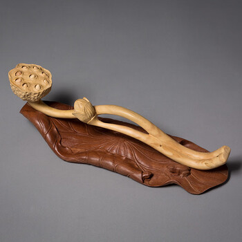 早期収集 黄楊木 精工細彫 福寿如意 擺件 民間收集 黄楊木 手工彫刻 福寿如意 擺件 黄杨木如意摆件-黄杨木如意