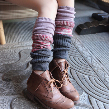 秋冬新款女士保暖羊绒袜套加厚羊毛腿套高筒靴套粗线堆堆袜子 深灰