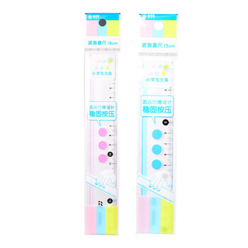 樱花（SAKURA）小学生15cm波浪直尺 粉色 学生塑料尺子绘图画线 小学生文具系列