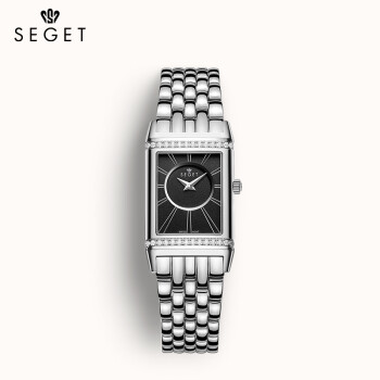seget/世爵女士手表女镶钻石英女表轻奢防水方形小方表盘金色时尚腕表