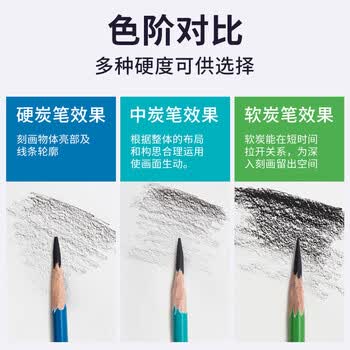 尼奥尼（NYONI）炭笔美术生专用素描铅笔初学者绘画速写学生联考艺考试专业工具-特软12支/盒
