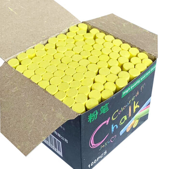 御杰黄色粉笔100支儿童涂鸦笔无尘无毒粉笔绿板黑板报专用彩色粉笔教师教学专用