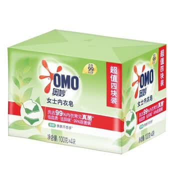 奥妙（OMO） 洗衣皂 茶树内衣皂(100gX4)*2盒  新旧包装随机发+手帕纸巾2包