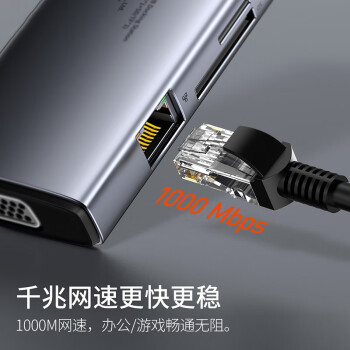 倍思拓展坞Type-C扩展坞充电器USB3.0千兆网口分线转换器4K高清双读卡通用雷电苹果华为联想笔记本车载