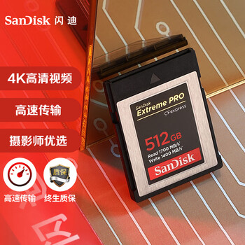 闪迪（SanDisk）512GB CFexpress Type B存储卡 微单高速影像 内存卡 读速1700MB/s 写速1400MB/s 兼容部分XQD相机