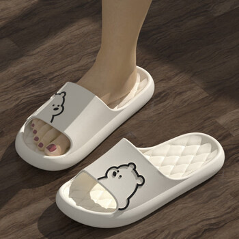 小熊夏季凉拖鞋女室内洗澡防滑软底加厚情侣居家夏天拖鞋男款白色3637