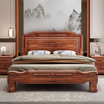 惠千贝菠萝格实木床现代中式实木床菠萝格实木大床金木新中式床主卧18