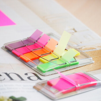 N次贴(STICKN) 80张4色荧光膜指示标签贴45*12mm抽取式便利贴便签条记事贴34054