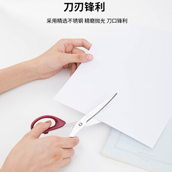 得力(deli)剪刀6010办公家用不锈钢生活缝纫剪刀 办公用品 大手柄 210mm黑色