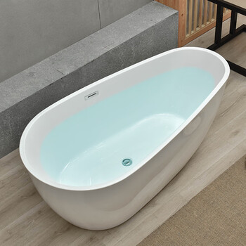 小户型薄边无缝蛋形网红浴缸独立式现代简约亚克力浴缸白色浴缸13m