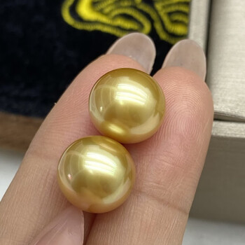 糜岚mielanat天然色浓金南洋金珠散珠强光水滴形裸珠吊坠珍珠女耳环