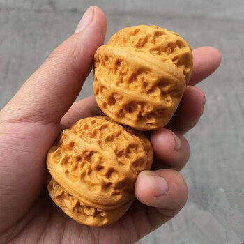 rhoxm老年练手核桃手盘灵活球健身球手握球康复训练手球手转按摩球黄