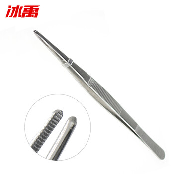 冰禹【京仓配送】不锈钢镊子 圆头带齿敷料镊子 加厚加硬圆头镊子 BY-2367 25cm敷料镊 冰禹【京仓配送】不锈钢镊子 圆头带齿敷料镊子 加厚加硬圆头镊子 BY-2367 25cm敷料镊