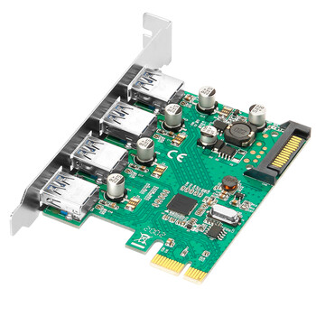 MOGE台式机PCIE转4口USB3.2 Gen1扩展卡PCI-E x1转USB 3.0转接卡SATA供电 瑞萨NEC芯片 MC2018