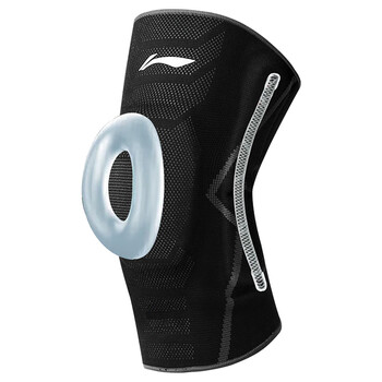 李宁护膝运动篮球专用髌骨半月板防护单只装L（短款针织系列+硅胶垫）