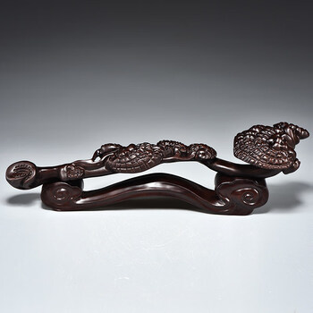 奈希森木雕刻灵芝如意摆件红木工艺品家居客厅红酒柜玄关办公室桌面